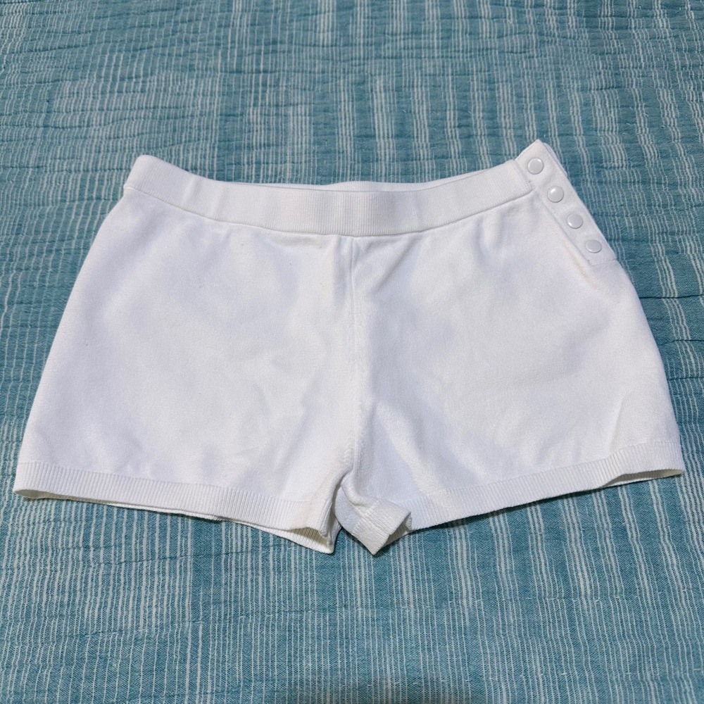 House CB‎ Knit Shorts White Side Button XS Loungewear